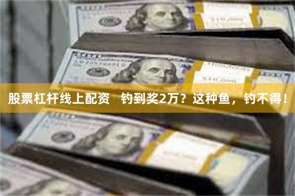 股票杠杆线上配资   钓到奖2万？这种鱼，钓不得！