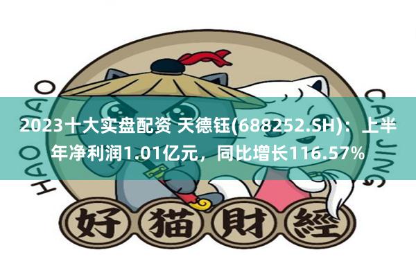 2023十大实盘配资 天德钰(688252.SH)：上半年净利润1.01亿元，同比增长116.57%