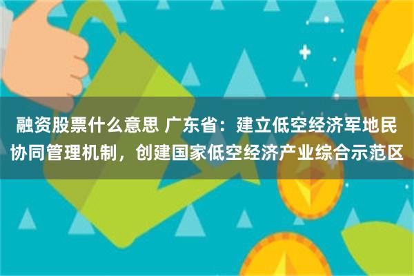 融资股票什么意思 广东省：建立低空经济军地民协同管理机制，创建国家低空经济产业综合示范区