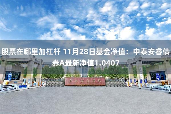 股票在哪里加杠杆 11月28日基金净值：中泰安睿债券A最新净值1.0407