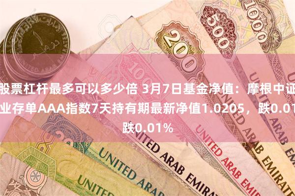 股票杠杆最多可以多少倍 3月7日基金净值：摩根中证同业存单AAA指数7天持有期最新净值1.0205，跌0.01%